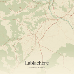 Fototapeta premium Vintage map of Lablachère, France.