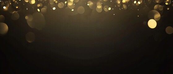 Abstract golden bokeh lights on dark background; ideal for festive or luxury designs.
