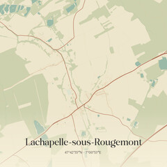 Vintage map of Lachapelle-sous-Rougemont, France.