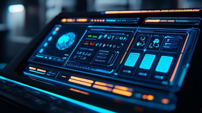 Futuristic Technology Interface with HUD Display Screen - Data Analysis and Information