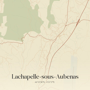 Vintage map of Lachapelle-sous-Aubenas, France.