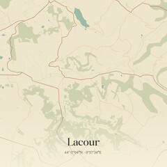 Fototapeta premium Vintage map of Lacour, France.