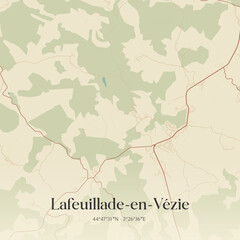 Obraz premium Vintage map of Lafeuillade-en-Vézie, France.