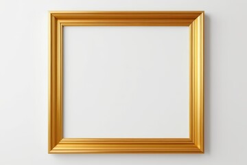 a golden frame on a white wall with a blank space for a picture
