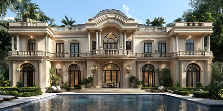 Grand Mansion 3D Render