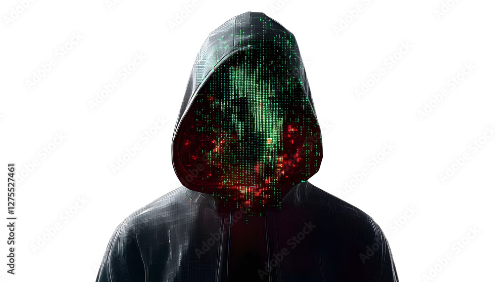 Poster hacker isolated on transparent background, generative ai
