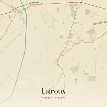Vintage map of Lairoux, France.