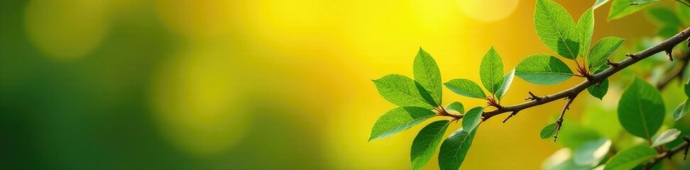 Obraz premium Foliage of Siamese rough bush against a warm golden background, green, branches