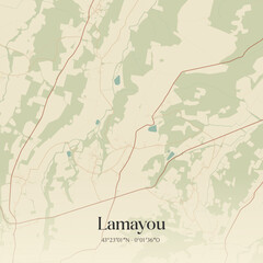 Vintage map of Lamayou, France.