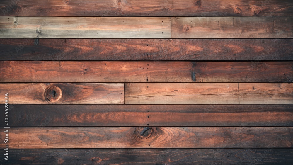 Poster dark brown wooden planks arranged horizontally with natural variations in color and texture, providi
