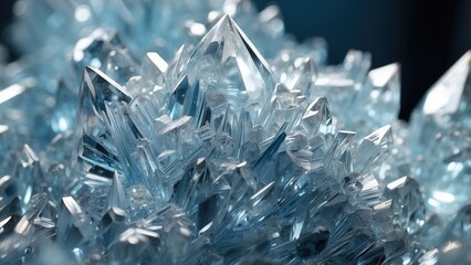A close-up view of sharp, crystalline structures resembling ice or glass