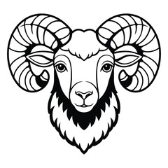 Cute Ram sheep silhouette vector illustration.