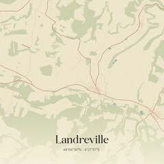 Fototapeta premium Vintage map of Landreville, France.