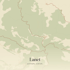 Obraz premium Vintage map of Lanet, France.