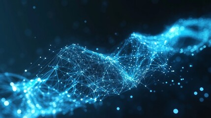 Dynamic Blue Abstract Wave Formed by Interconnected Elements