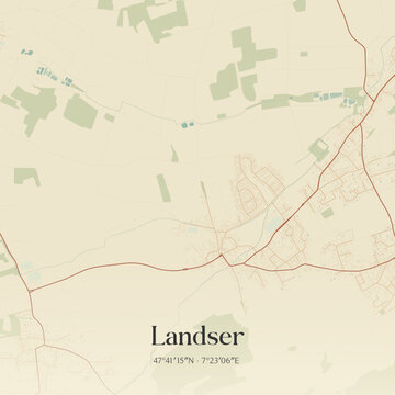 Vintage map of Landser, France.