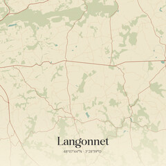 Obraz premium Vintage map of Langonnet, France.