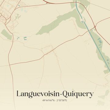 Vintage map of Languevoisin-Quiquery, France.