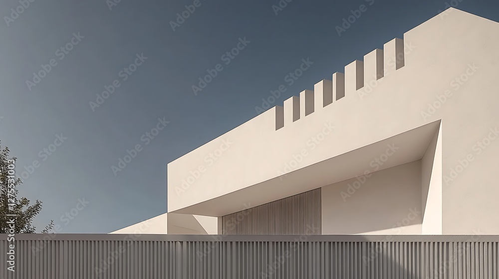Poster modern minimalist architecture features a unique wall design
