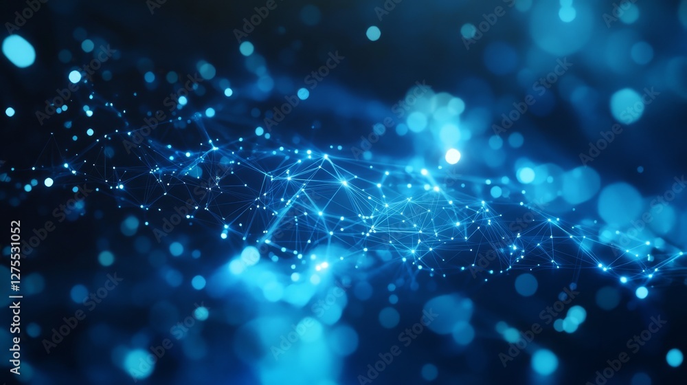 Poster futuristic pulsating blue light canvas with abstract design