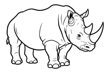 Cute Rhinoceros line art silhouette vector, 