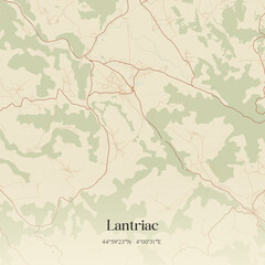 Obraz premium Vintage map of Lantriac, France.