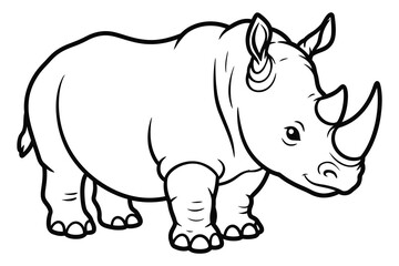 Rhinoceros line art silhouette vector, 