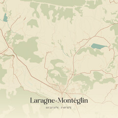 Fototapeta premium Vintage map of Laragne-Montéglin, France.