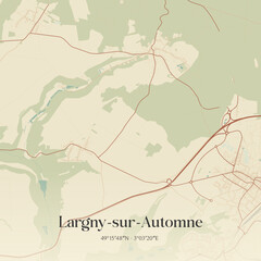 Obraz premium Vintage map of Largny-sur-Automne, France.
