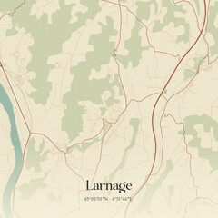 Fototapeta premium Vintage map of Larnage, France.
