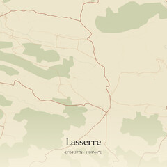 Fototapeta premium Vintage map of Lasserre, France.