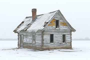 Winter Rustic Log Cabin Illustration