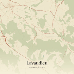 Obraz premium Vintage map of Lavaudieu, France.