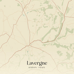 Obraz premium Vintage map of Lavergne, France.
