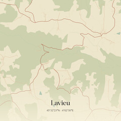Obraz premium Vintage map of Lavieu, France.