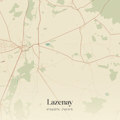 Vintage map of Lazenay, France.