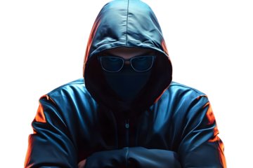 Stealth Hacker Isolated on Transparent Background Generative AI