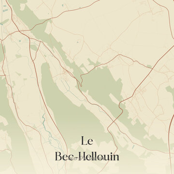 Vintage map of Le Bec-Hellouin, France.