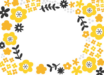 花のフレーム。結婚式やお祝いでのテンプレート素材。