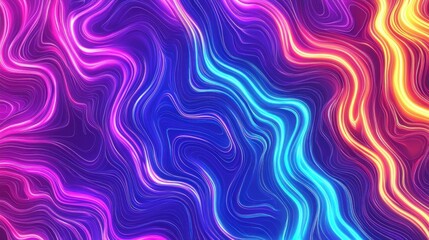 Abstract Neon Wave Swirls: Vibrant Hues and Dynamic Energy