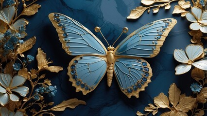 "Blue Butterfly in Flight: A Captivating 3D Render
