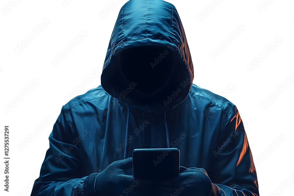 Poster stealth hacker isolated on transparent background generative ai