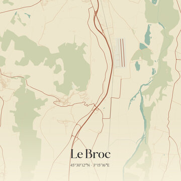 Vintage map of Le Broc, France.