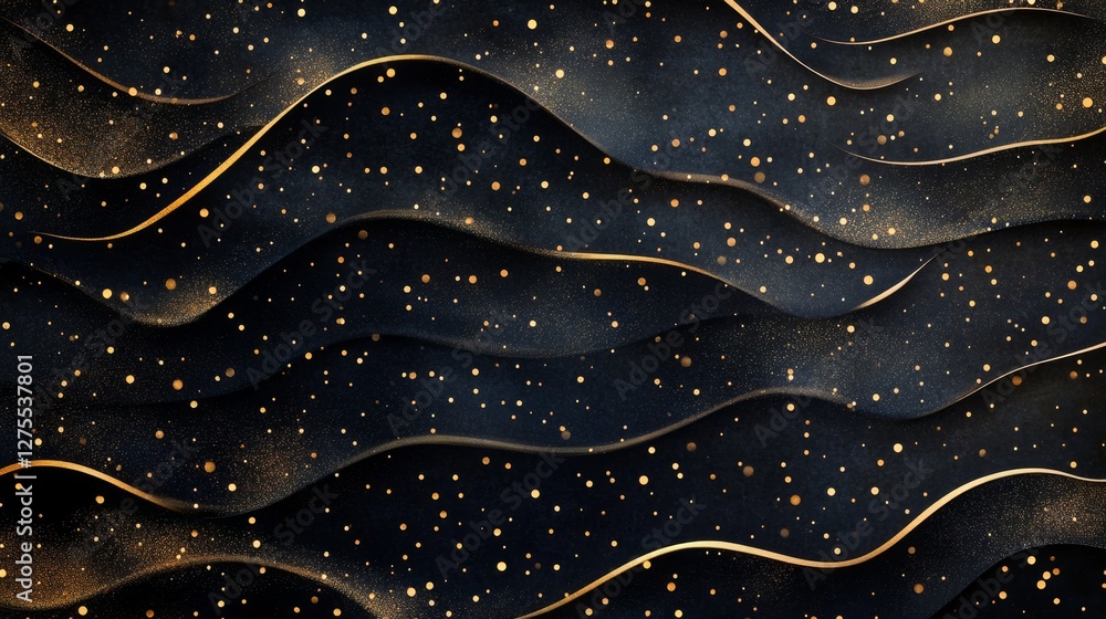 Poster Elegant Vintage Pattern with Sleek Waves and Gleaming Dots