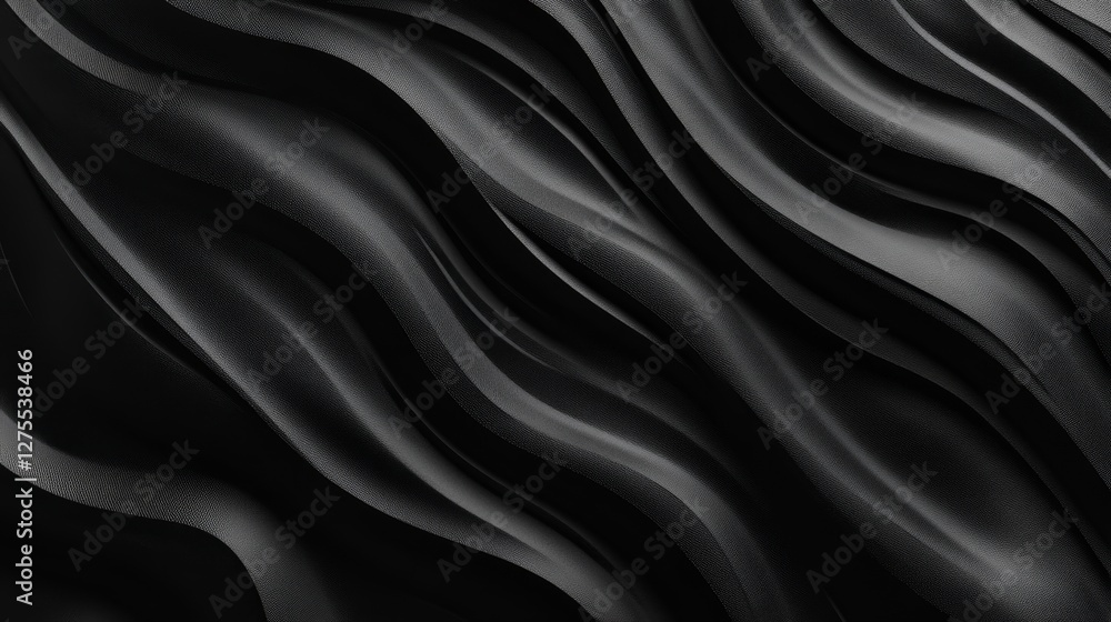 Poster Bold Black Canvas with Wavy Texture for Modern Design Projects