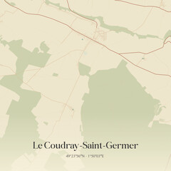 Fototapeta premium Vintage map of Le Coudray-Saint-Germer, France.