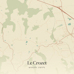 Fototapeta premium Vintage map of Le Crozet, France.