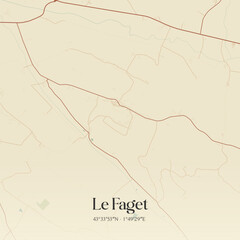 Vintage map of Le Faget, France.