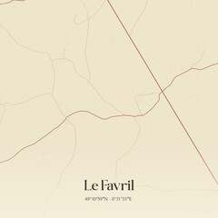 Vintage map of Le Favril, France.