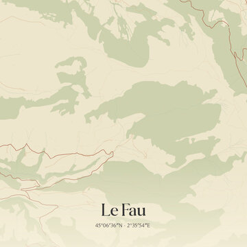 Vintage map of Le Fau, France.